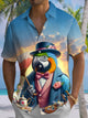 Alohadaddy® Casual Parrot Vacation Art Print Chest Pocket Moisture Wicking Large Size Hawaiian Shirt