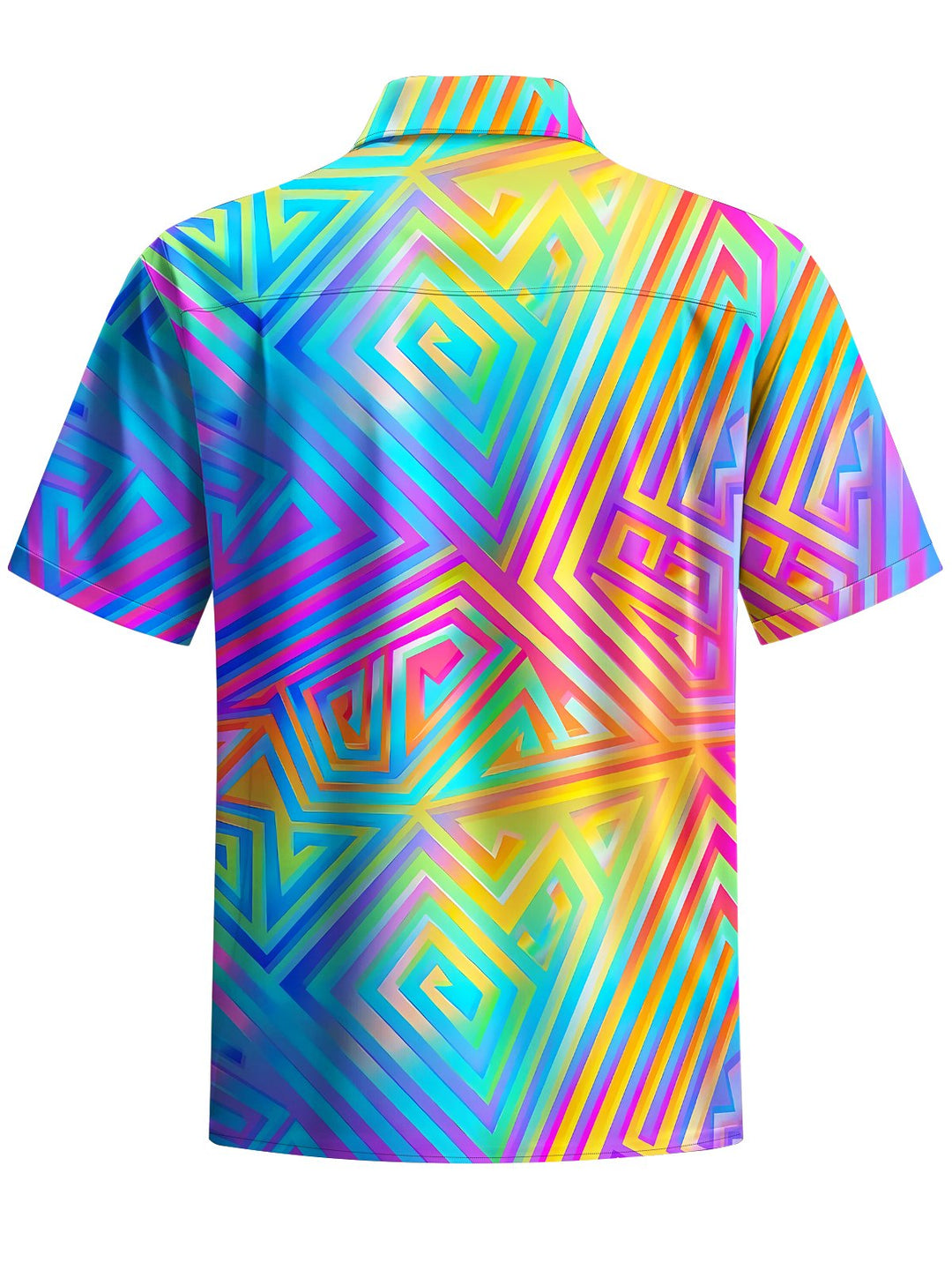 Alohadaddy® Casual Gradient Geometric Print Chest Pocket Stretch Men&