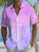 Alohadaddy® Hawaiian Leaves Gradient Print Chest Pocket Men's Short Sleeve Shirt Big & Tall