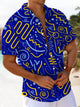 Alohadaddy® Casual Geometric Art Print Chest Pocket Men's Short Sleeve Shirt Big & Tall