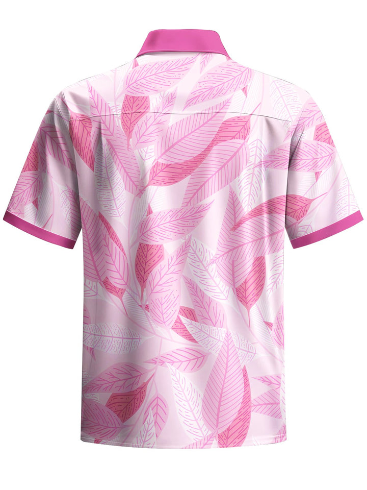 Alohadaddy® Hawaiian Leaves Art Print Moisture Wicking Chest Pocket Mens Short Sleeve Shirt Big &amp; Tall