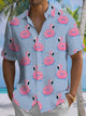 Alohadaddy® Hawaiian Flamingo Art Print Chest Pocket Mens Short Sleeve Shirt Big & Tall