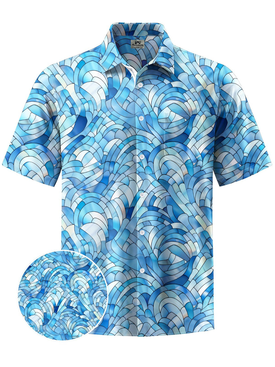Alohadaddy® Casual Geometric Art Print Chest Pocket Men&