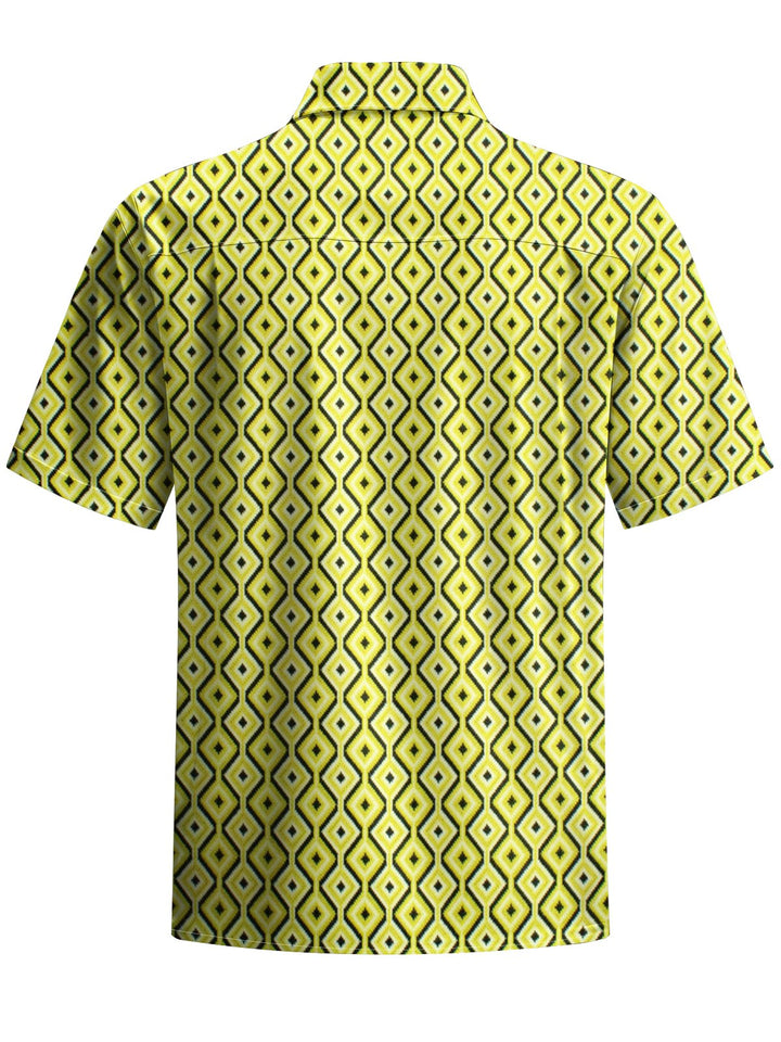 Alohadaddy® Casual Geometric Art Print Chest Pocket Men&