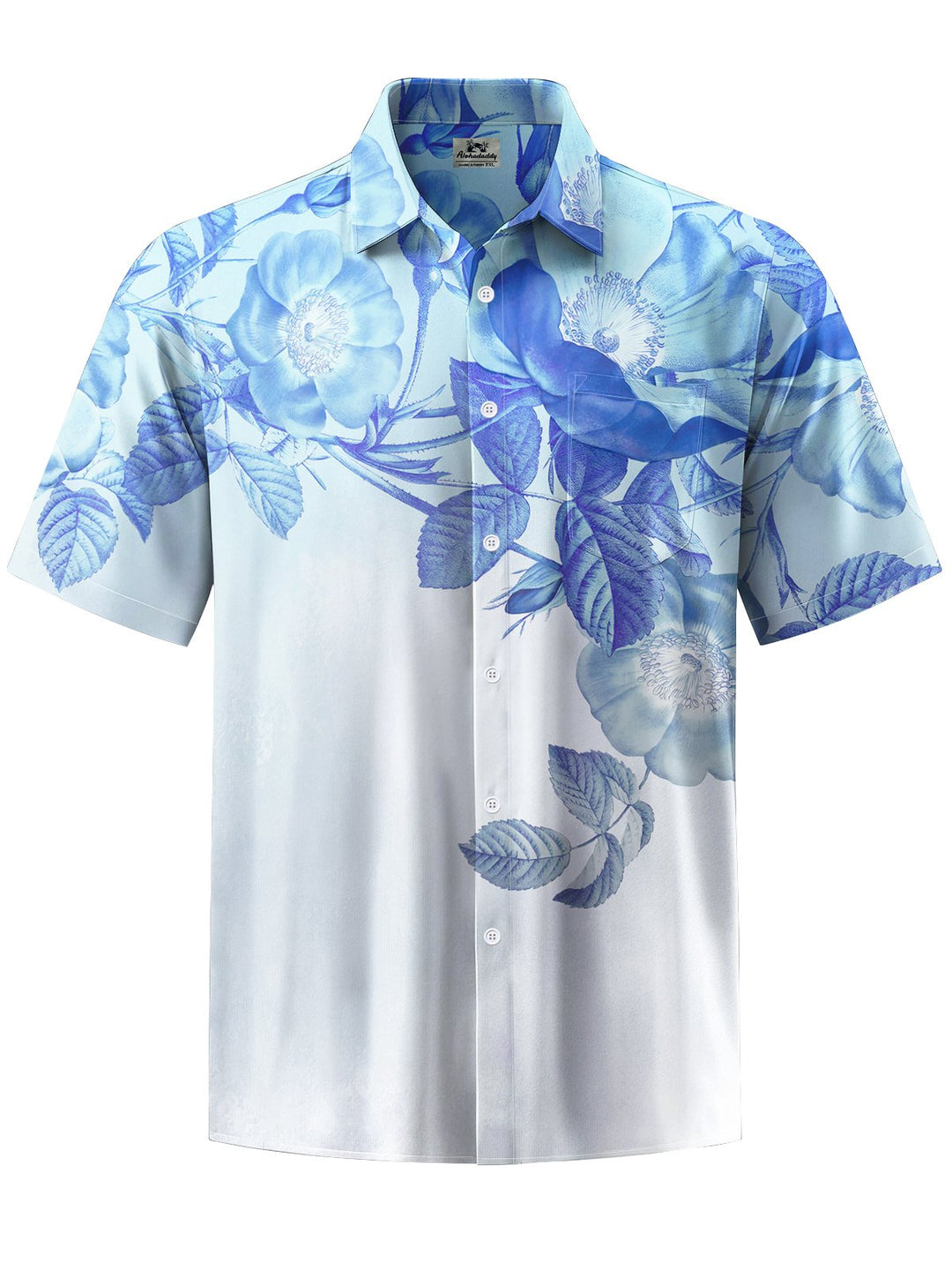 Alohadaddy® Casual Flowers Gradient Art Print Chest Pocket Men&