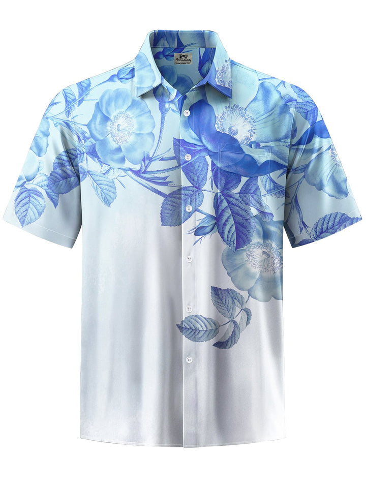 Alohadaddy® Casual Flowers Gradient Art Print Chest Pocket Men&