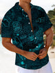 Alohadaddy® Casual Nautical Art Print Chest Pocket Mens Wicking Short Sleeve Shirt Big & Tall