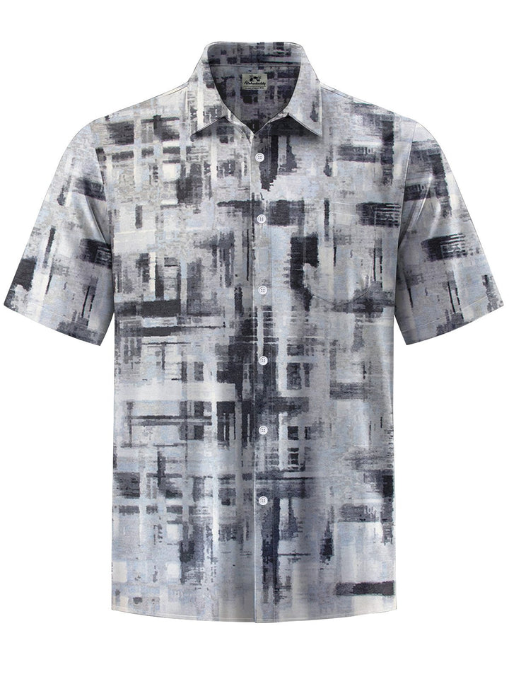 Alohadaddy® Vintage Casual Geometric Art Print Chest Pocket Men&