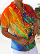 Alohadaddy® Vintage Abstract Texture Gradient Print Art Chest Pocket Men's Short Sleeve Shirt Big & Tall