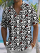 Alohadaddy® Casual Skull Art Print Chest Pocket Men's Short Sleeve Shirt Big & Tall