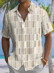 Alohadaddy® Casual Geometric Art Print Chest Pocket Men's Short Sleeve Shirt Big & Tall