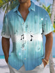 Alohadaddy® Hawaiian Stripe Musical Notes Print Art Chest Pocket Men's Short Sleeve Shirt Big & Tall