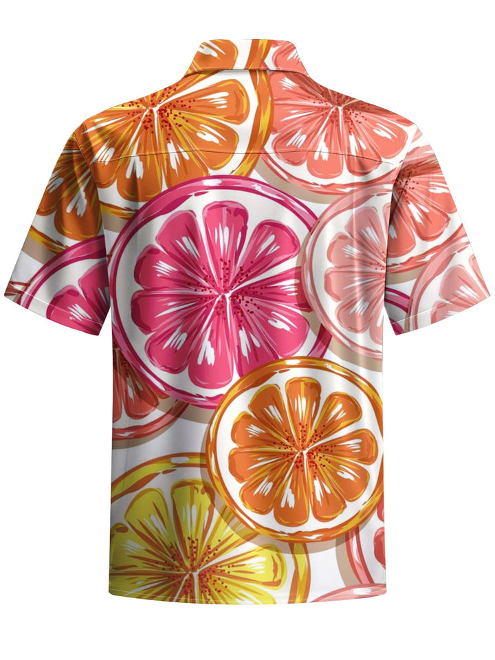 Alohadaddy® Hawaiian Lemon Slice Print with Chest Pocket on Men&