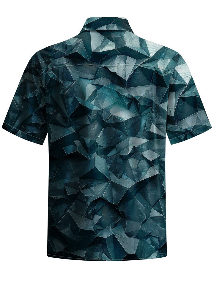 Alohadaddy® Vintage 3D Geometric Art Print Chest Pocket Stretch Men&