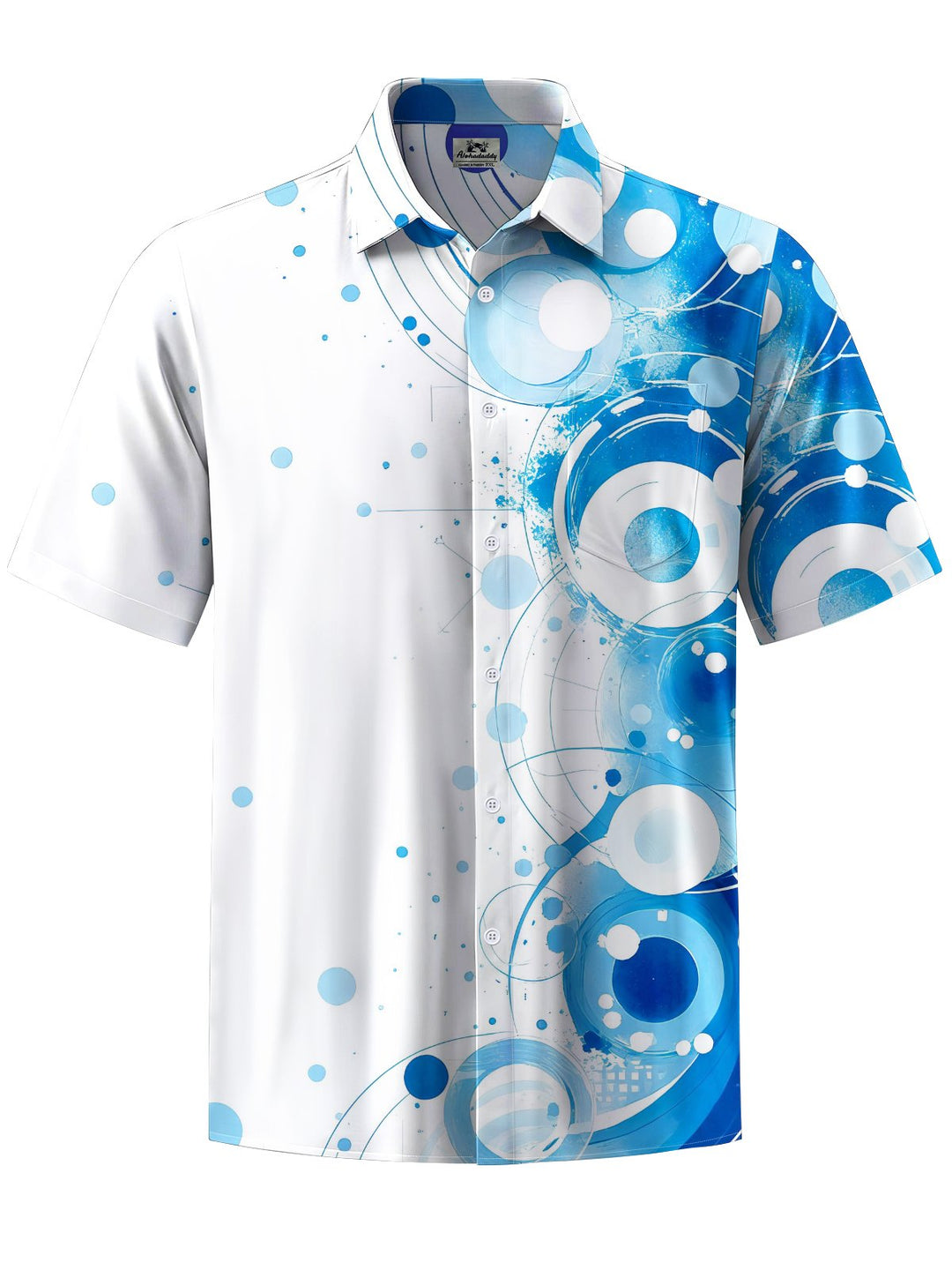 Alohadaddy® Casual Geometric Art Print Chest Pocket Men&