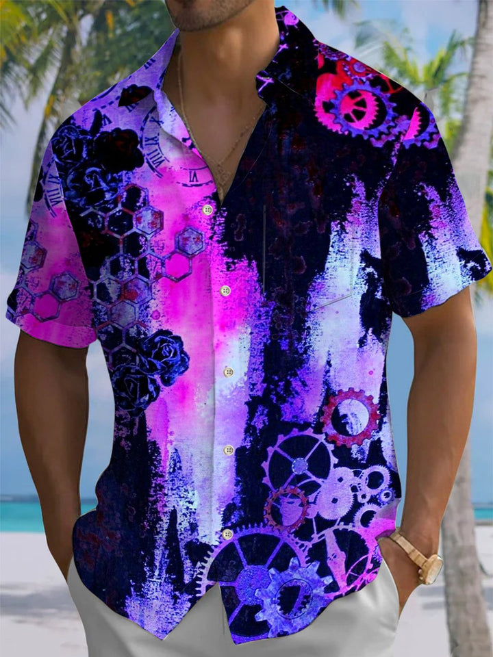 Alohadaddy® Vintage Gear Art Print Pocket Stretch Men&