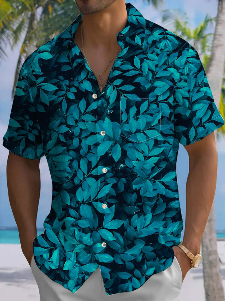 Alohadaddy® Casual Leaf Print Art Pocket Elastic Men&
