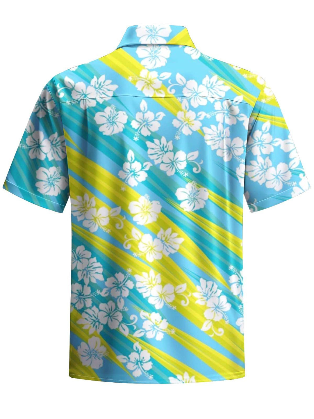 Alohadaddy® Hawaiian Hibiscus Flower Art Print Chest Pocket Stretch Men&