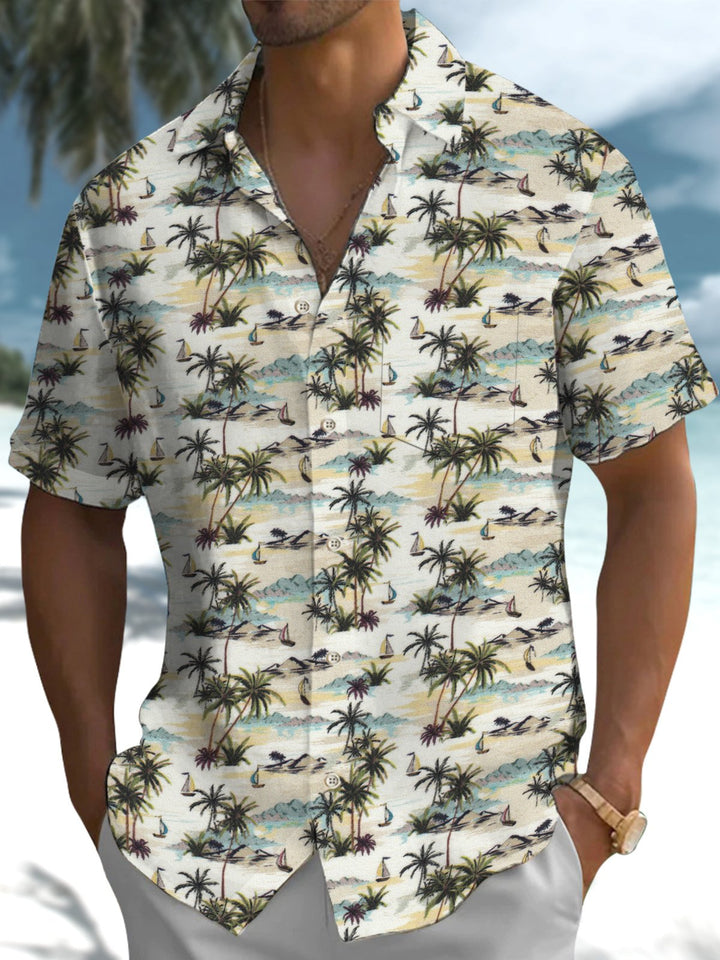 Alohadaddy® Hawaiian Palm Tree Art Print Pocket Stretch Men&
