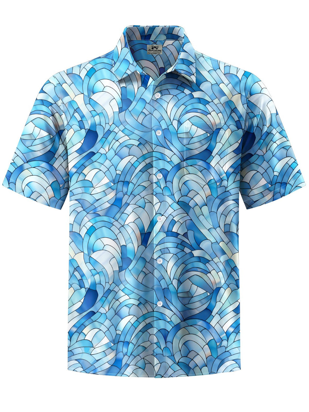Alohadaddy® Casual Geometric Art Print Chest Pocket Men&