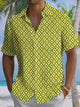 Alohadaddy® Casual Geometric Art Print Chest Pocket Men's Short Sleeve Shirt Big & Tall
