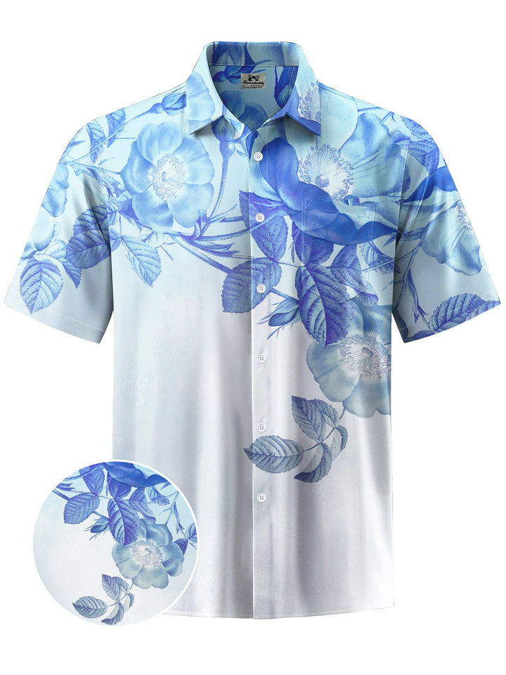 Alohadaddy® Casual Flowers Gradient Art Print Chest Pocket Men&