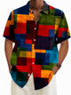 Camisa de manga corta con bolsillos y botones para hombre con estampado geométrico retro Alohadaddy