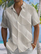 Alohadaddy Hawaiian Everyday Casual Geometric Print Art Button Pocket Cardigan Stretch Large Size Short Sleeve Shirt