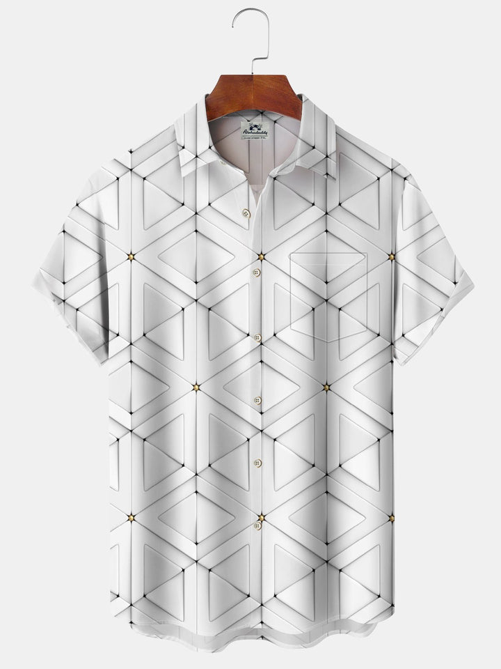 Alohadaddy® Casual Geometric Textured Art Print Pockets Stretch Men&