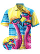 Alohadaddy® Hawaiian Flamingo Vacation Print Pocket Stretch Large Size Men's Short Sleeve Shirt