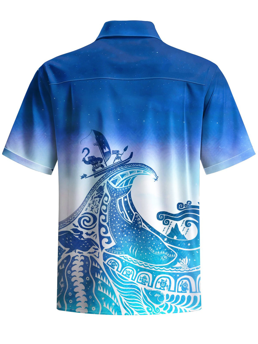Alohadaddy® Vintage Ukiyo-e Gradient Print Chest Pocket Stretch Men&