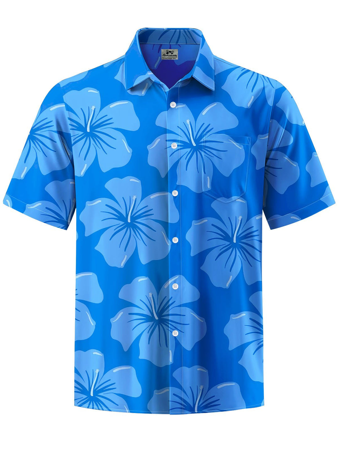 Alohadaddy® Hawaiian Flowers Print Chest Pocket Men&