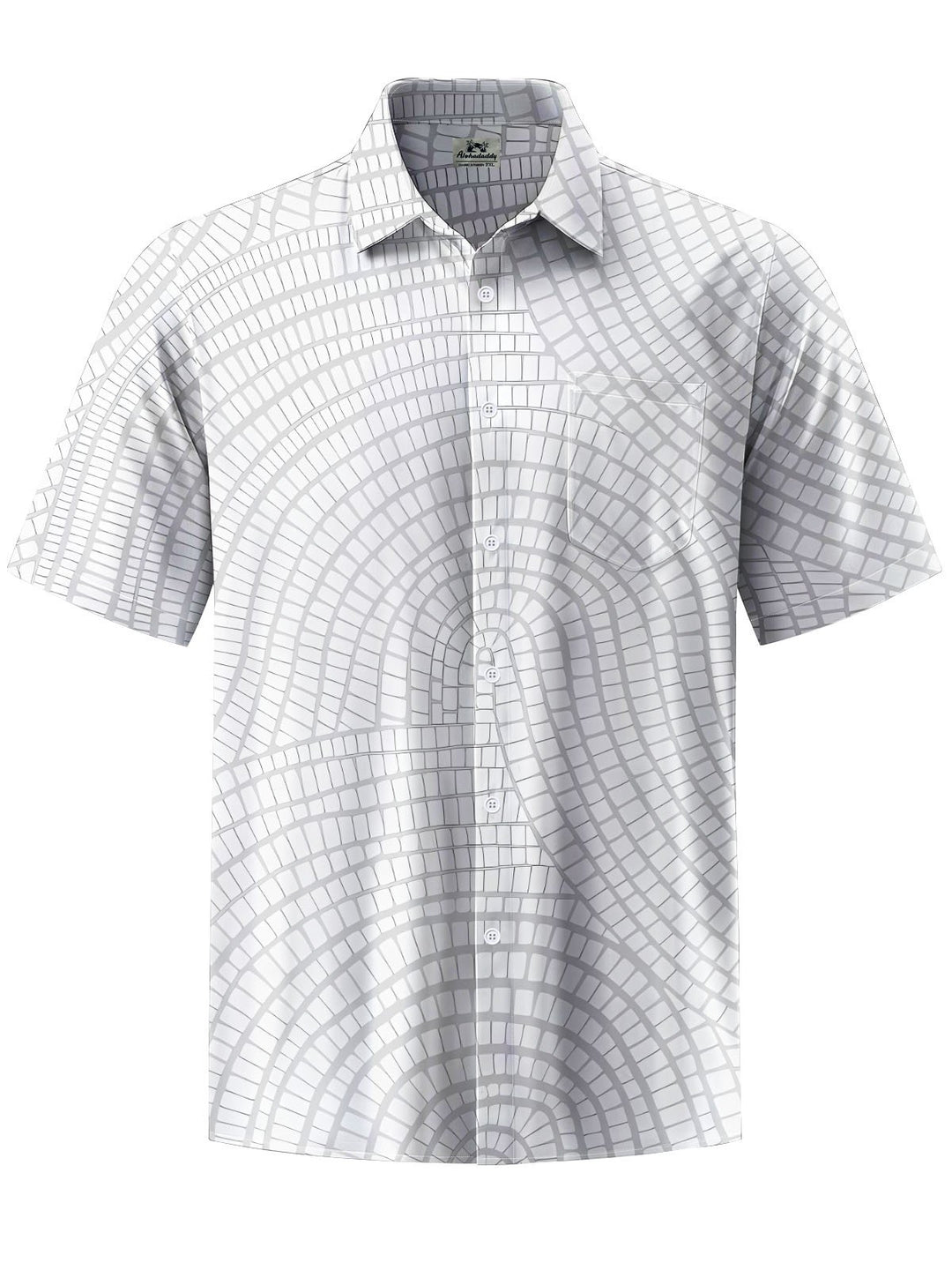 Alohadaddy® Casual Geometric Art Print Chest Pocket Men&