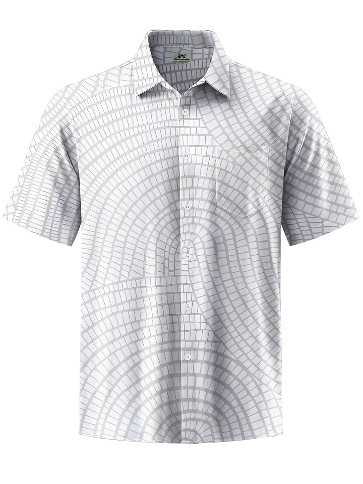 Alohadaddy® Casual Geometric Art Print Chest Pocket Men&