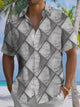 Alohadaddy® Casual Geometric Art Print Chest Pocket Moisture Wicking Men's Short Sleeve Shirt Big & Tall