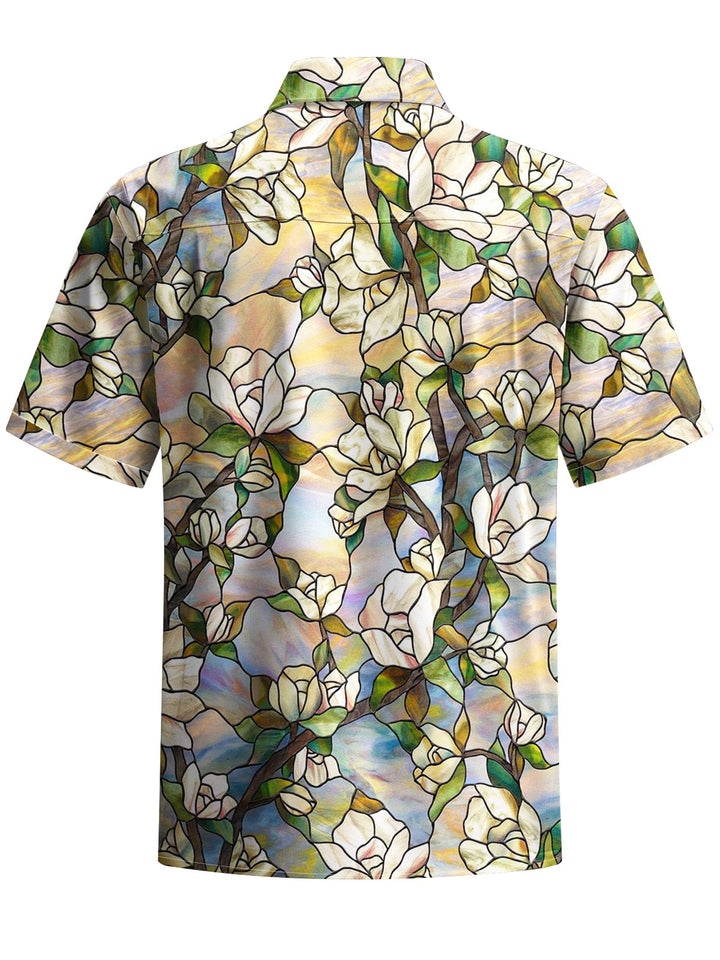 Alohadaddy® Vintage Floral Art Print Chest Pocket Men&