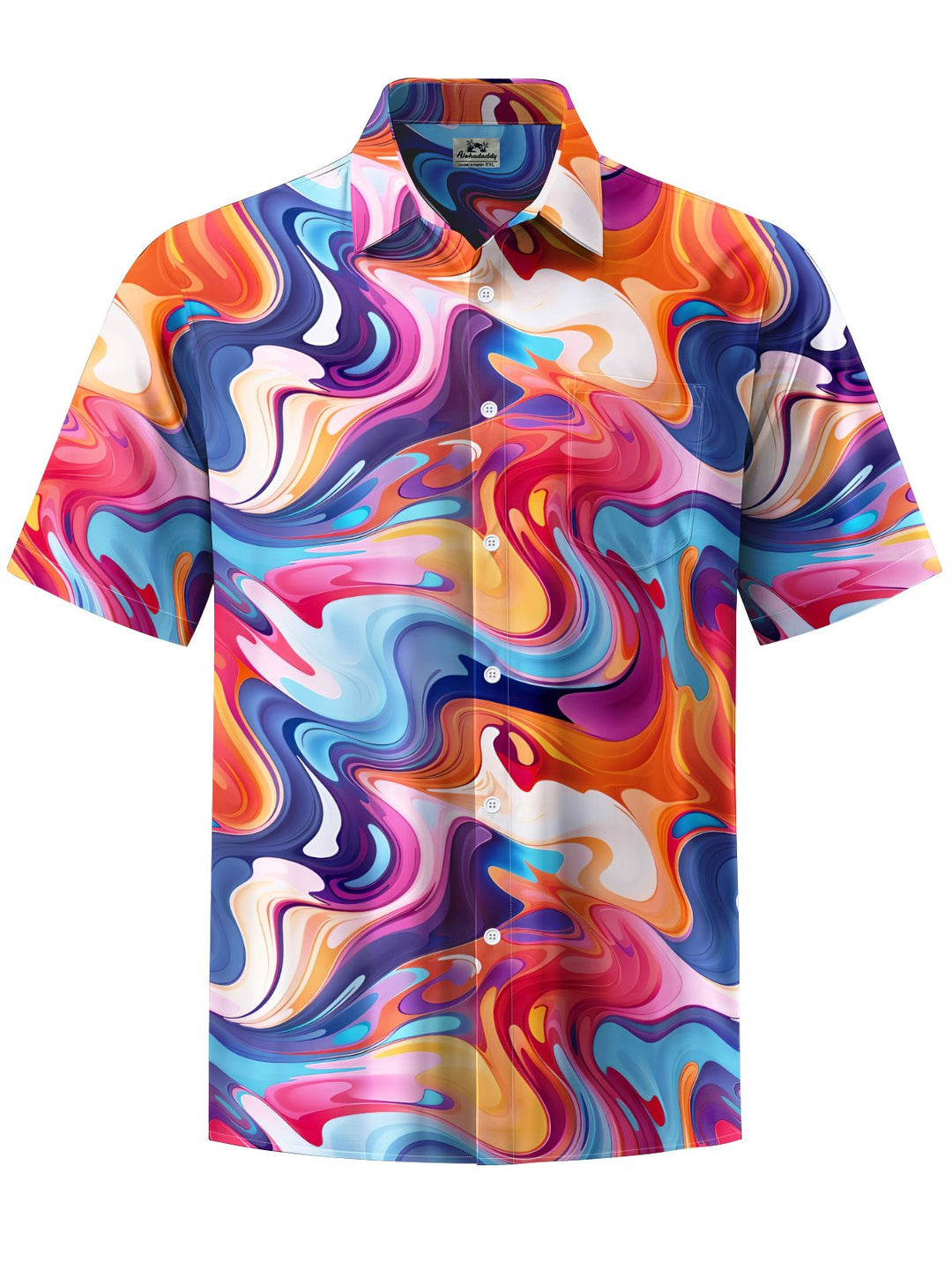 Alohadaddy® Casual Abstract Texture Art Print Chest Pocket Men&