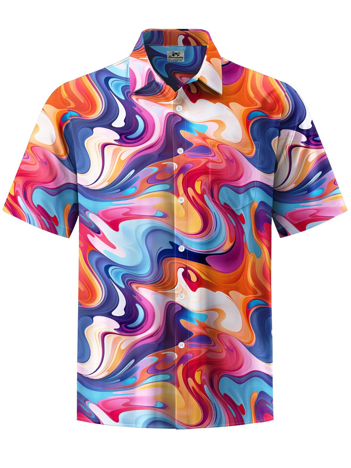 Alohadaddy® Casual Abstract Texture Art Print Chest Pocket Men&