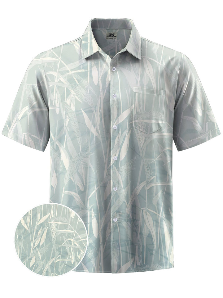 Alohadaddy® Hawaiian Flora Ombre Art Print Chest Pocket Mens Short Sleeve Shirt Big &amp; Tall
