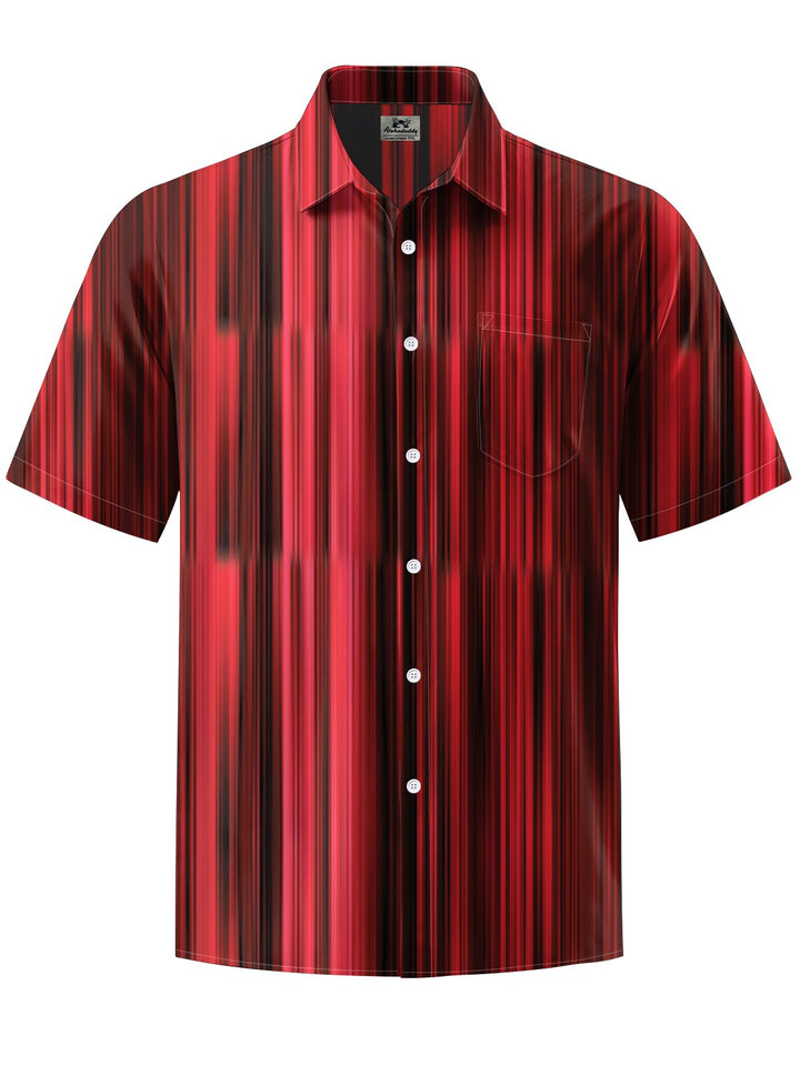 Alohadaddy® Casual Stripe Art Print Chest Pocket Men&
