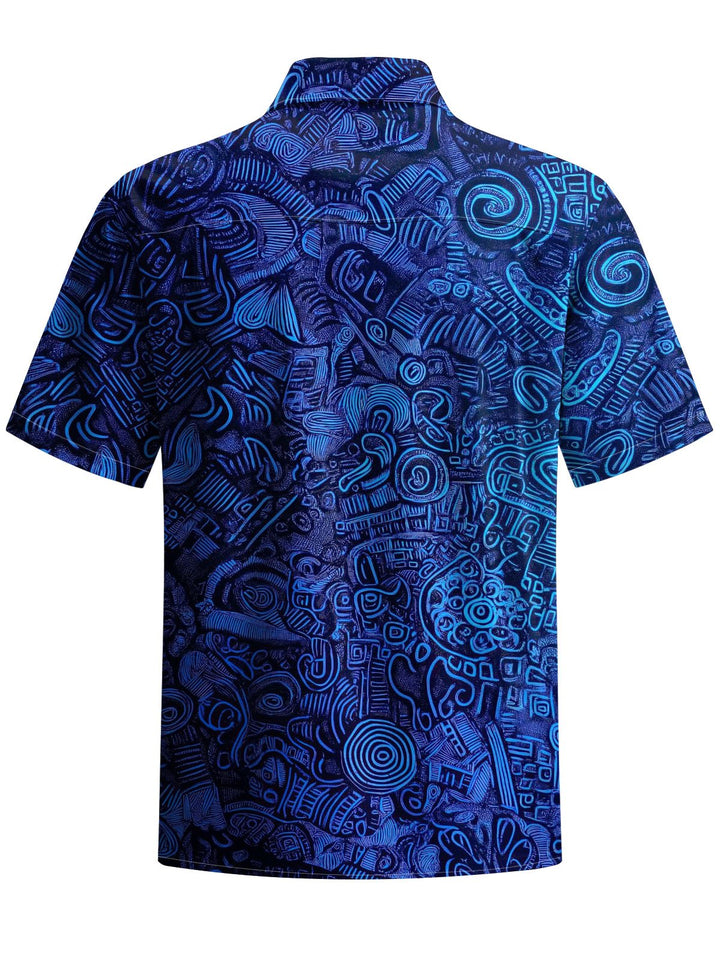 Alohadaddy® Casual Abstract Art Print Chest Pocket Mens Wicking Short Sleeve Shirt Big &amp; Tall