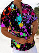 Alohadaddy® Casual Abstract Acrylic Print Art Chest Pocket Men Short Sleeve Shirt Big & Tall