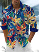 Alohadaddy® Casual Carnival Mask Contrast Art Print Chest Pocket Men's Long Sleeve Shirt Big & Tall