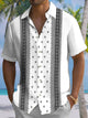Alohadaddy® Casual Ethnic Stripe Art Print Chest Pocket Men's Short Sleeve Shirt Big & Tall
