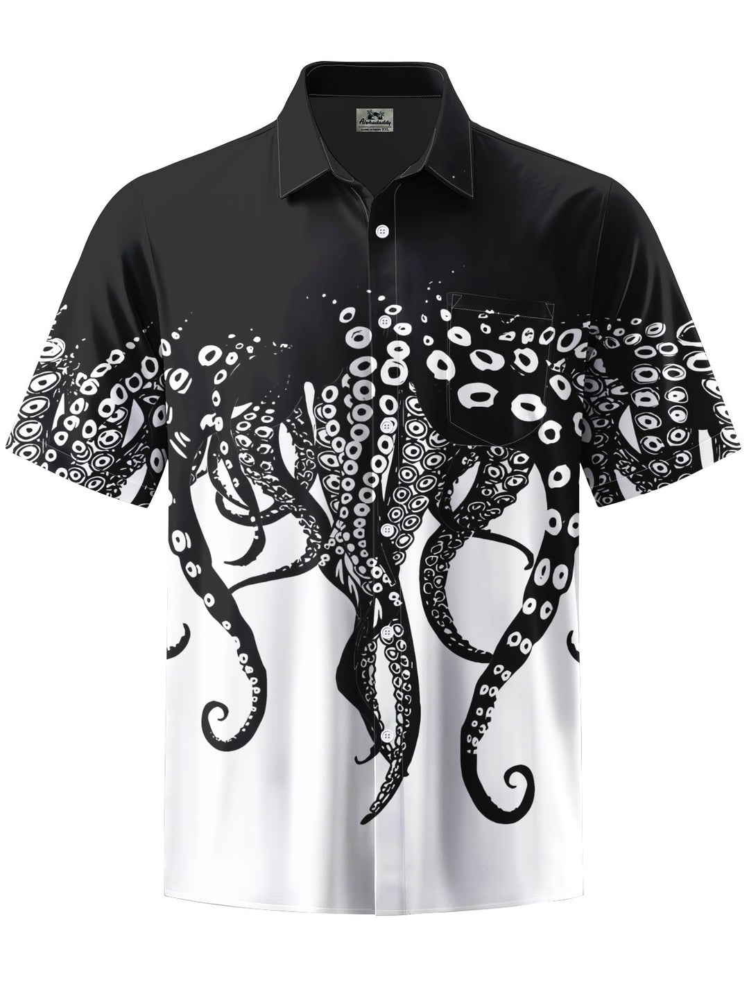 Alohadaddy® Casual Octopus Ombre Art Print Chest Pocket Men&