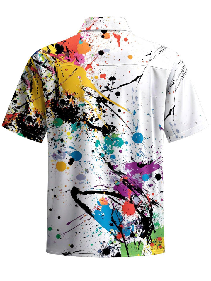 Alohadaddy® Hawaiian acrylic ink abstract print with chest pocket for men&