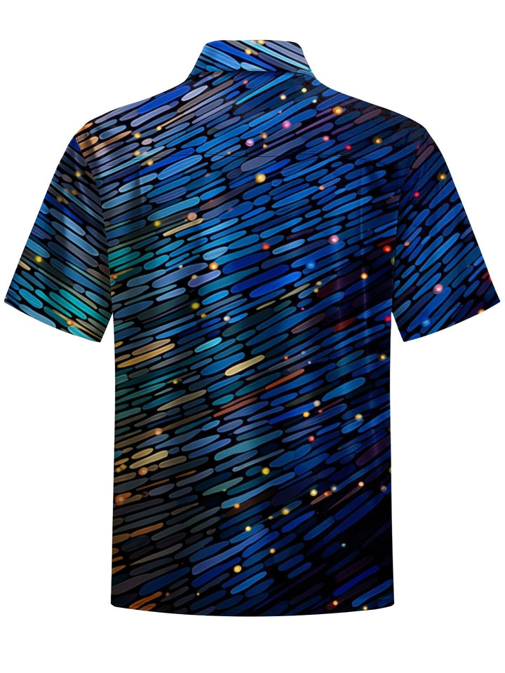 Alohadaddy® Casual Stripe Art Print Chest Pocket Men&