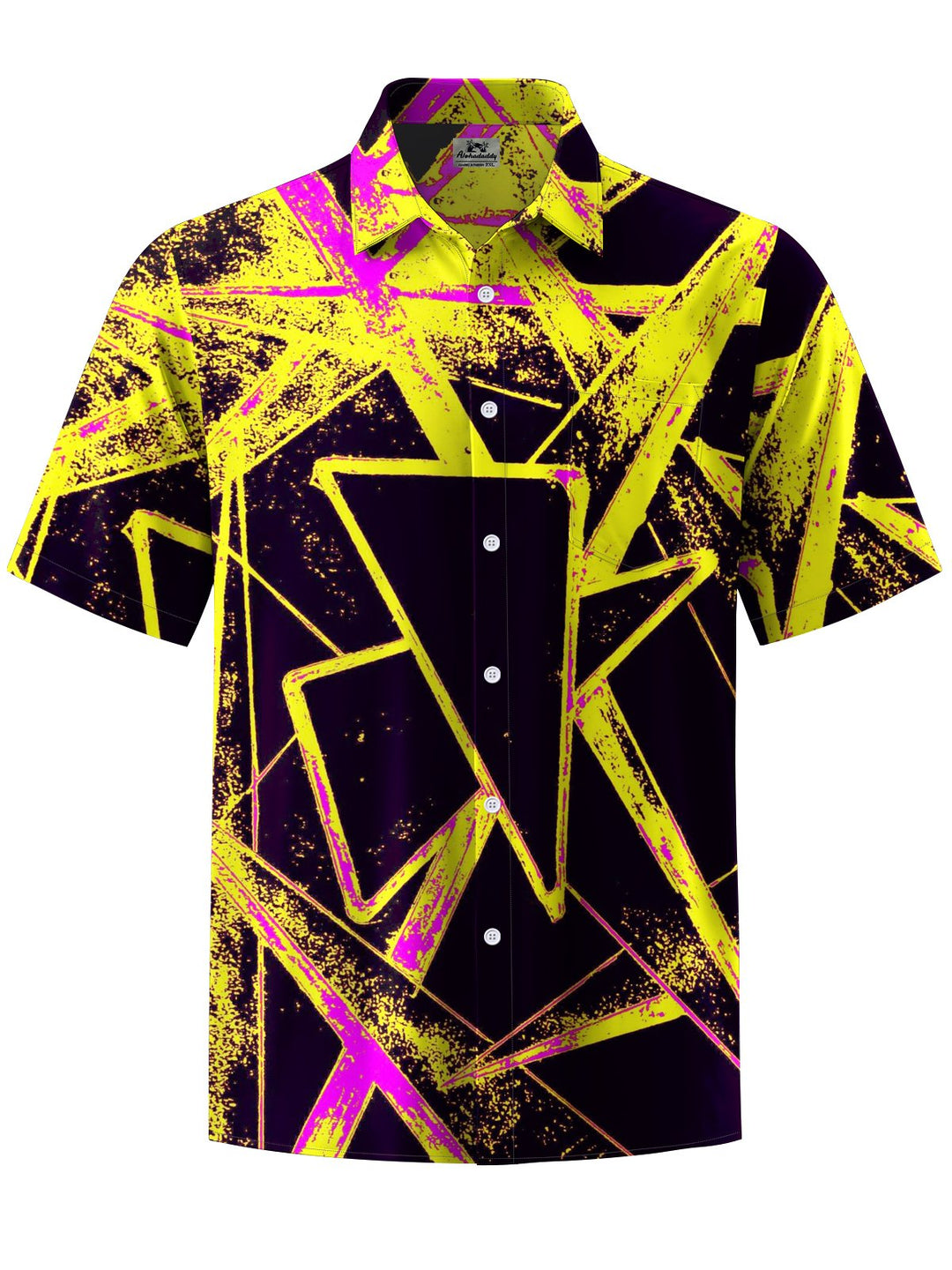 Alohadaddy® Casual Geometric Art Print Chest Pocket Men&