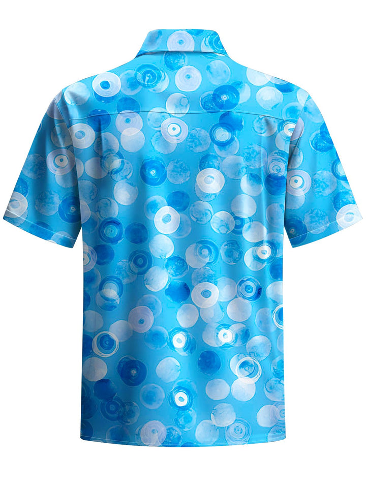 Alohadaddy® Casual Geometric Art Print Chest Pocket Stretch Men&