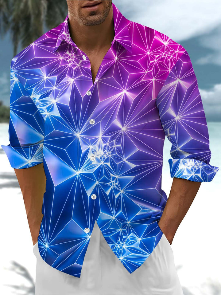 Alohadaddy® Casual Geometric Gradient Print Art Pocket Stretch Men&